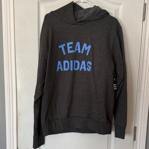 NWT Adidas Men's Dark Gray Team Hoodie, size Large